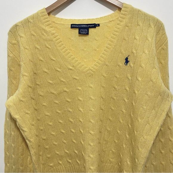 Ralph Lauren Sport Womens Yellow Cable Knit Jumper XL 100% Wool - Picture 3 of 4